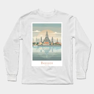 Retro Vintage Wat Arun Bangkok - Thailand Reflections Long Sleeve T-Shirt